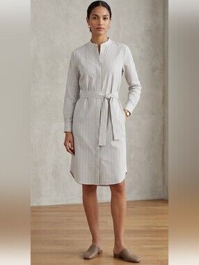 Banana Republic 100% Organic Cotton Striped Midi Shirt Dress SP